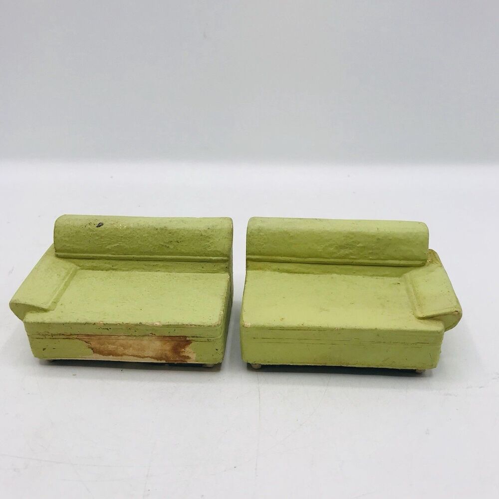 Kenmar Mfg Co. Vintage Ceramic Sofa Couch Salesman Sample Green Furniture Mini